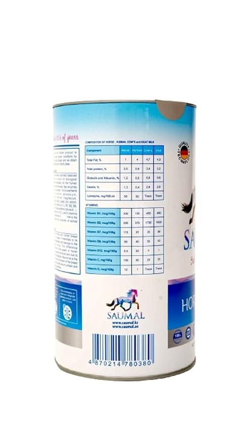 SAUMAL Pure Horse Milk Powder 250g, 100% Natural and Halal, Rich In Whey Protein, Close to Mother’s Milk, Alternative to Camel, Goat and Cow’s Milk Allergy, Immune Booster, Freeze-Dried