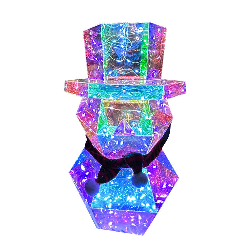 Christmas Decor Colorful LED Glow Santa Claus Snowman Night Light Xmas Gift Prismatic LED Lights Tabletop Ornament Bedroom Decor