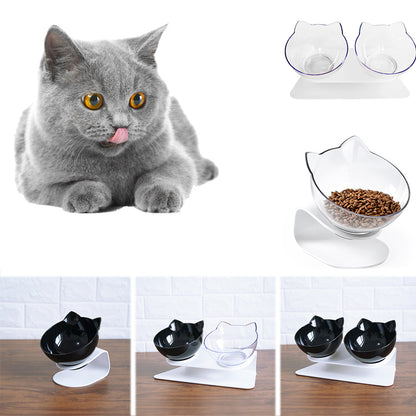 Cat Double Bowl Cat Food Bowl Protects Cervical Vertebra