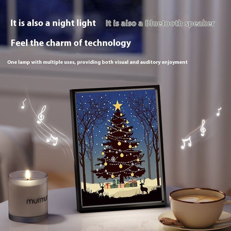 2024 New Luminous Speaker Christmas Tree Painting Bluetooth Speaker Desktop Ornament Gift Light And Shadow Art Lighting