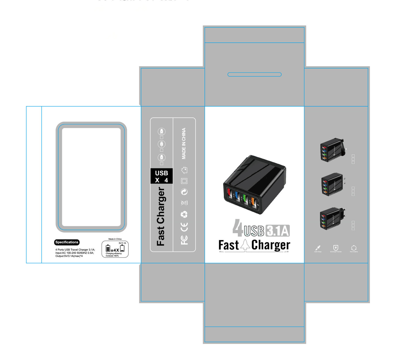 USB Charger Quick Charge 3.0 4 Phone Adapter For Tablet Portable Wall Mobile Charger Fast Charger